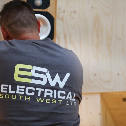ESW installer connecting speakers to smart home system
