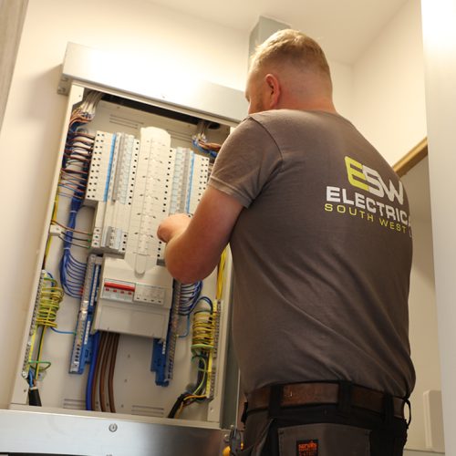 ESW electrician working on a new distribution board