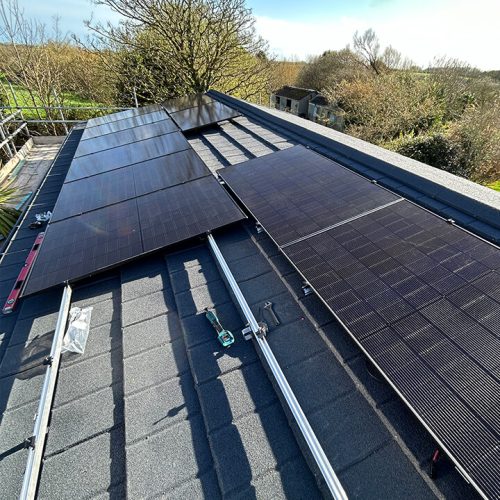 Solar panel installation on rails